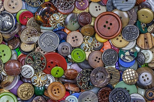 Close-up of variety of buttons Places Print